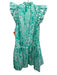 Love The Label Size Small Teal & White Cotton Ruffle Cap Sleeve Floral Dress Teal & White / Small