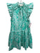 Love The Label Size Small Teal & White Cotton Ruffle Cap Sleeve Floral Dress Teal & White / Small