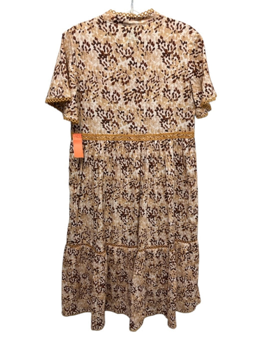 Marigold by Victoria Dunn Size Small Yellow & Brown Cotton Short Sleeve Dress Yellow & Brown / Small
