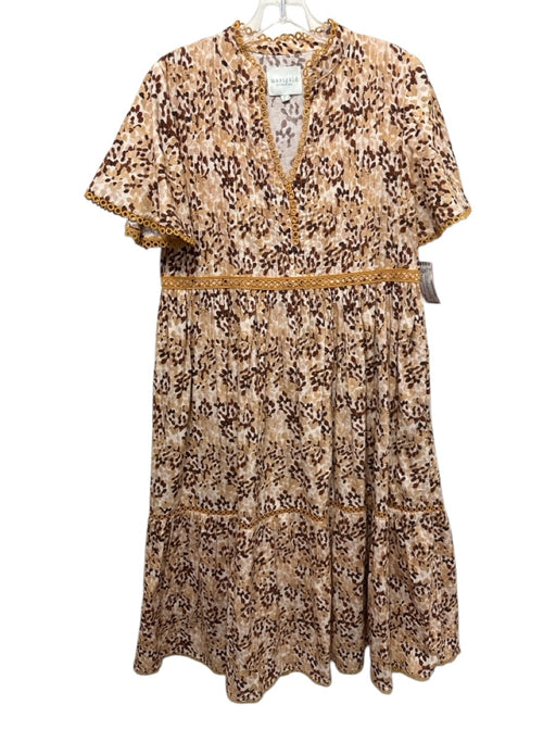 Marigold by Victoria Dunn Size Small Yellow & Brown Cotton Short Sleeve Dress Yellow & Brown / Small