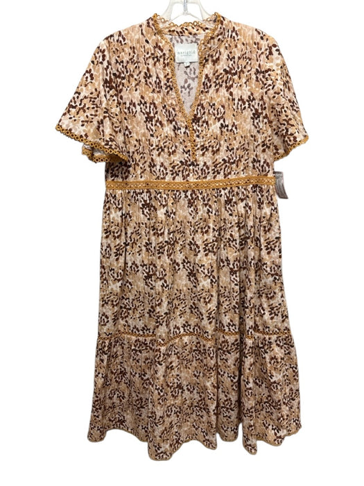 Marigold by Victoria Dunn Size Small Yellow & Brown Cotton Short Sleeve Dress Yellow & Brown / Small