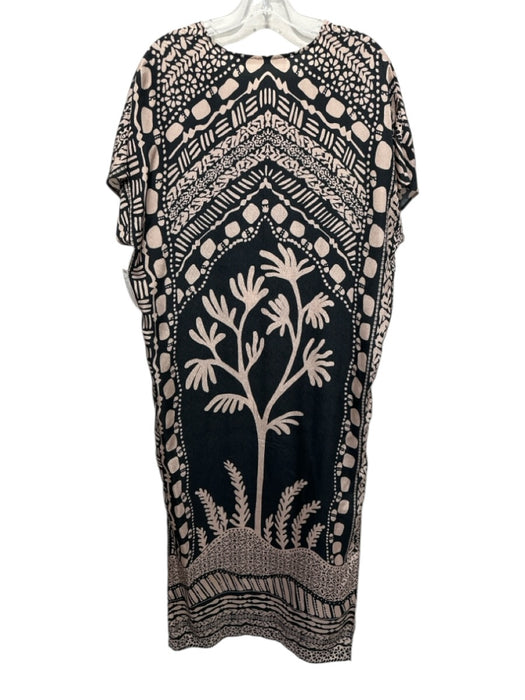 Marie Oliver Size Small Beige & Black Silk Cap Sleeve Abstract Print Dress Beige & Black / Small