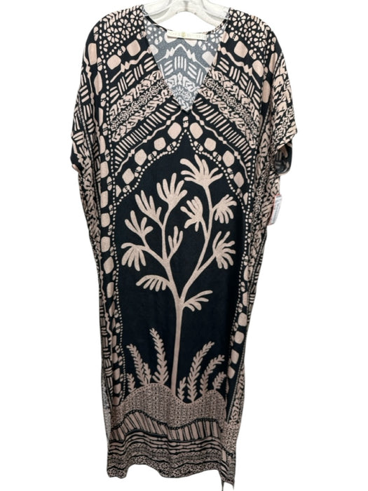 Marie Oliver Size Small Beige & Black Silk Cap Sleeve Abstract Print Dress Beige & Black / Small