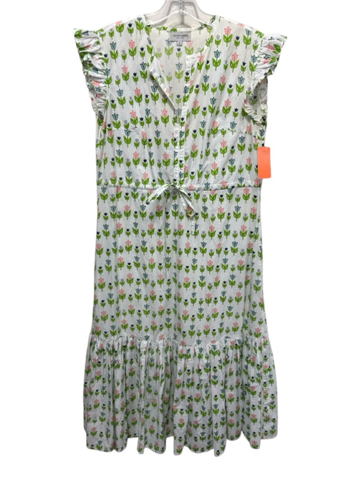 Olivia James the Label Size Small White, Green, Pink Cotton Floral Tiered Dress White, Green, Pink / Small