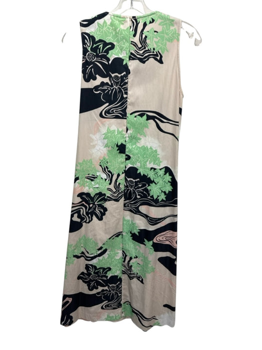 Psophia Vazquez de Castro Size Small Green, Pink, Beige Cotton Blend Midi Dress Green, Pink, Beige / Small