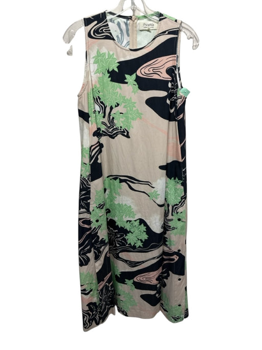 Psophia Vazquez de Castro Size Small Green, Pink, Beige Cotton Blend Midi Dress Green, Pink, Beige / Small