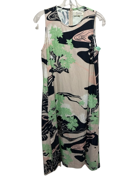 Psophia Vazquez de Castro Size Small Green, Pink, Beige Cotton Blend Midi Dress Green, Pink, Beige / Small