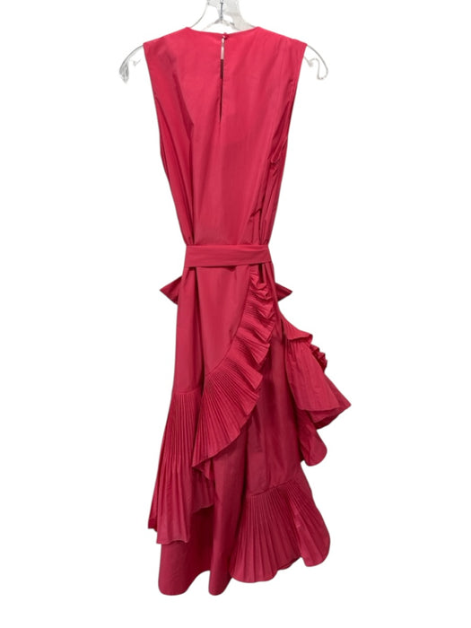 Psophia Vazquez de Castro Size Small Coral Pink Polyester Sleeveless Midi Dress Coral Pink / Small