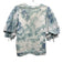 Marie Oliver Size Medium Blue & White Pima Cotton Short Puff Sleeve Tie Dye Top Blue & White / Medium