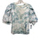 Marie Oliver Size Medium Blue & White Pima Cotton Short Puff Sleeve Tie Dye Top Blue & White / Medium