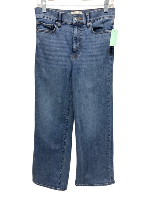 Frame Size 28 Medium Wash Cotton Denim High Rise Distressed Wide Leg Jeans Medium Wash / 28