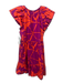 Marie Oliver Size S Orange & Fuschia Cotton Short Balloon Sleeve Floral Dress Orange & Fuschia / S