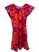 Marie Oliver Size S Orange & Fuschia Cotton Short Balloon Sleeve Floral Dress Orange & Fuschia / S