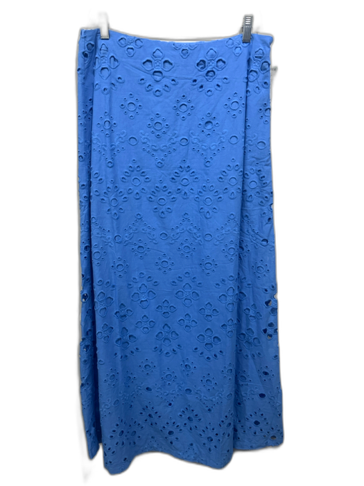 Figue Size 12 Light Blue Cotton Eyelet Embroidered Side Zip Maxi Skirt Light Blue / 12