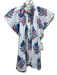 Victoria Dunn Size S White, Blue & Red Cotton Cap Sleeve Floral Button Up Top White, Blue & Red / S
