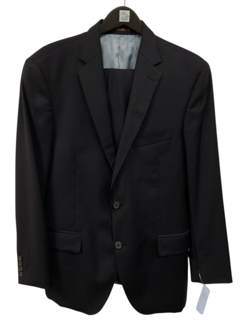 Peter Millar Navy Blue Wool Solid 2 Button Men's Suit Navy Blue / Est 42
