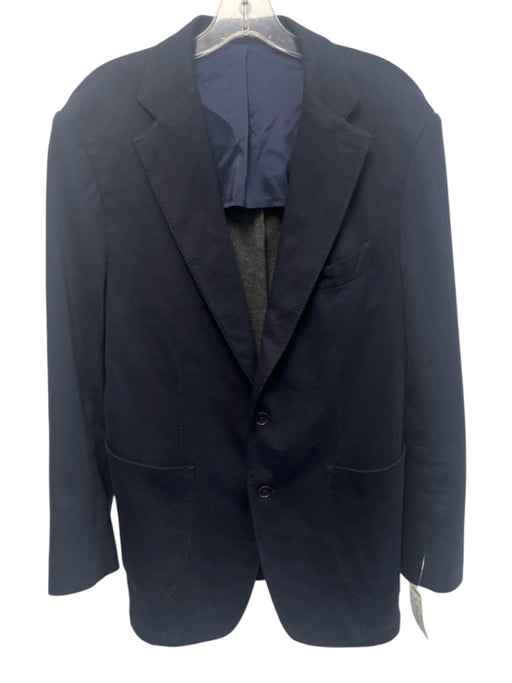 Rye 51 Navy Blue Cotton Blend Solid Patch Pocket 2 Button Men's Blazer Navy Blue / 44