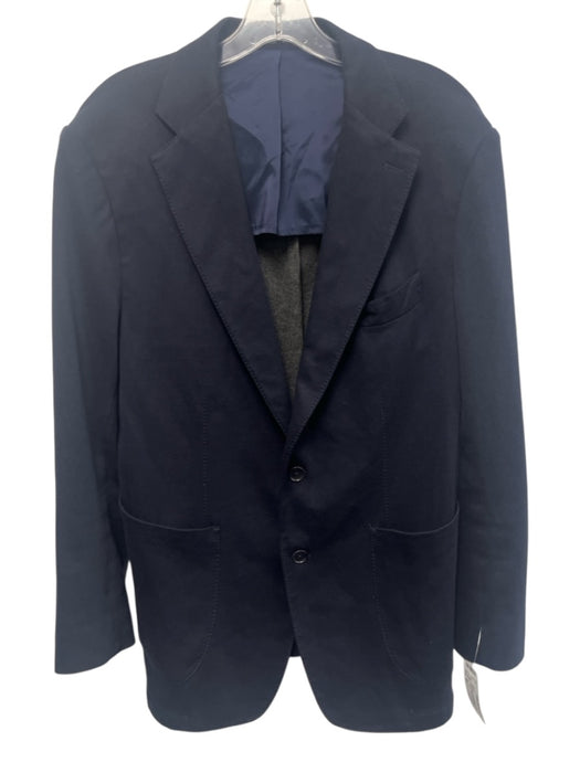 Rye 51 Navy Blue Cotton Blend Solid Patch Pocket 2 Button Men's Blazer Navy Blue / 44
