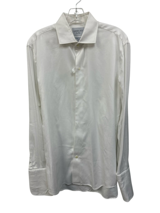 Ledbury Size 16 White Cotton Twill Button Up French Cuff Men's Long Sleeve Shirt White / 16