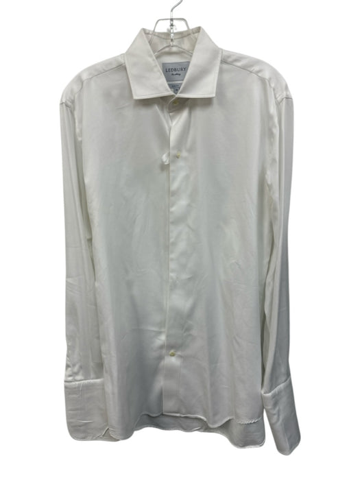 Ledbury Size 16 White Cotton Twill Button Up French Cuff Men's Long Sleeve Shirt White / 16