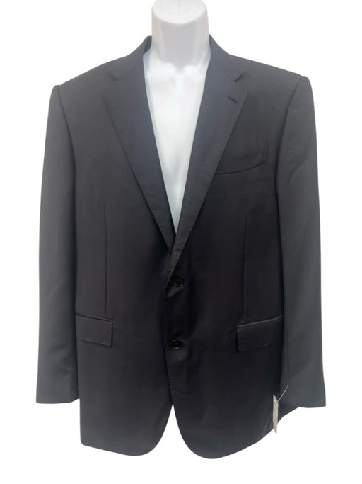 Zegna Like New Navy Blue Wool Solid Notch Lapel 2 Button Men's Suit Navy Blue / 54R