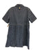 Ganni Size 38 Dark Wash Cotton Denim Textured Short Sleeve Pleated Hem Dress Dark Wash / 38