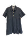 Ganni Size 38 Dark Wash Cotton Denim Textured Short Sleeve Pleated Hem Dress Dark Wash / 38