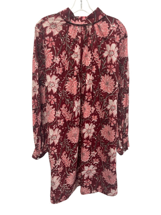 Mille Resort & Travel Size XS Red, Pink & Taupe Cotton Floral Collared Dress Red, Pink & Taupe / XS
