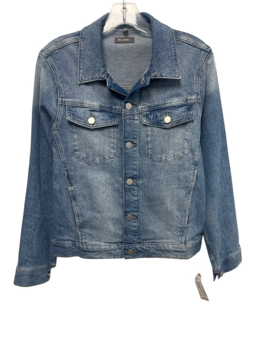 DL1961 Size S Medium light wash Cotton Blend Denim Button Front Collared Jacket Medium light wash / S