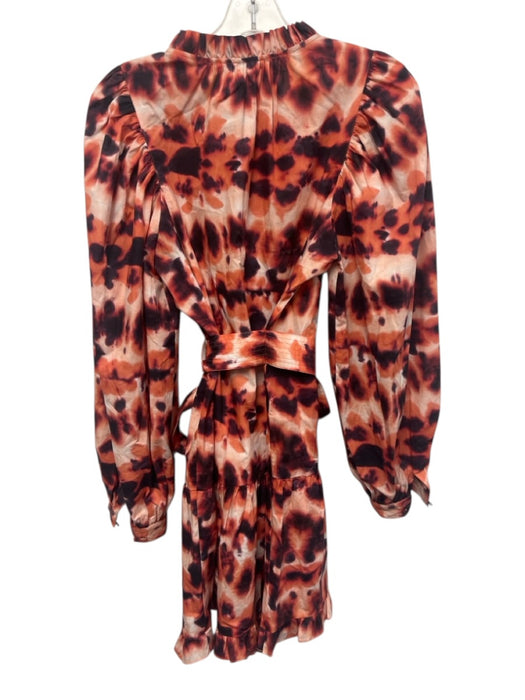 Marie Oliver Size S Orange, Purple & White Cotton Tie Dye V Neck Dress Orange, Purple & White / S