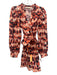 Marie Oliver Size S Orange, Purple & White Cotton Tie Dye V Neck Dress Orange, Purple & White / S