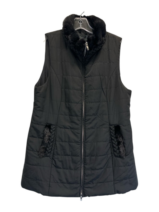 Diomi Size M Black Polyester Mink trim Zip Front Braided Detail Long Vest Black / M
