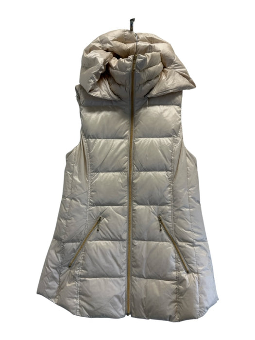 My Anorak Size S Champagne Beige Nylon Down Fill Quilted Removable Hood Vest Champagne Beige / S
