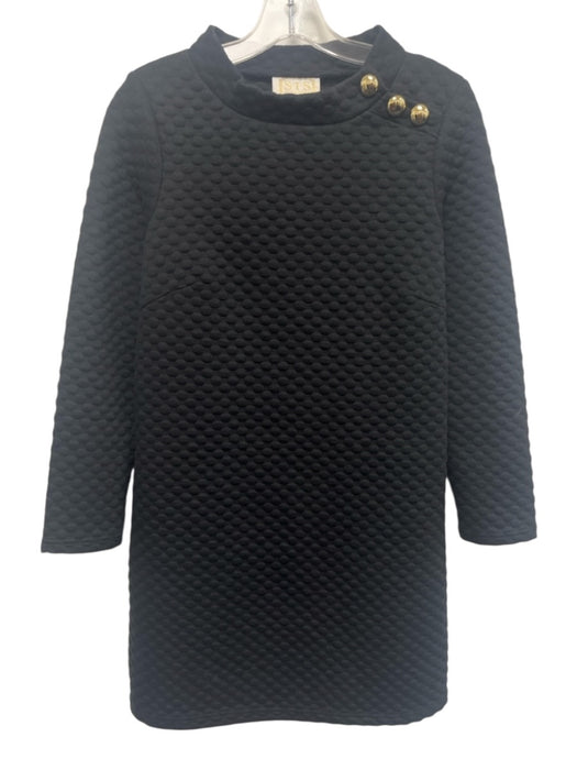 Sail To Sable Size S Black Polyester Blend Long Sleeve Bubble Textured Dress Black / S