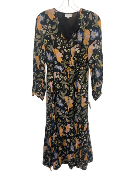Olivia James the Label Size S Black & Multi Viscose Floral Long Sleeve Dress Black & Multi / S