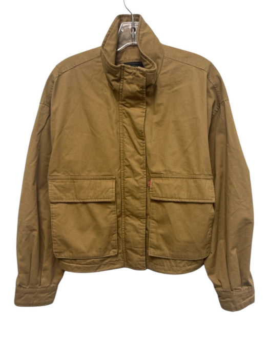 Levi Strauss & Co. Size S Khaki Tan Cotton Zip & Snaps Cropped Jacket Khaki Tan / S