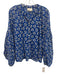 Elizabeth James the Label Size S Blue & Cream Cotton Floral Blocked Print Top Blue & Cream / S