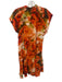 Marie Oliver Size XS Orange & Brown Rayon & Silk Abstract Floral Scrunch Dress Orange & Brown / XS