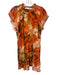 Marie Oliver Size XS Orange & Brown Rayon & Silk Abstract Floral Scrunch Dress Orange & Brown / XS