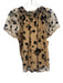 Abbey Glass Size S Beige & Black Polyester Mesh Overlay Floral Detail Top Beige & Black / S
