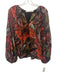 Marie Oliver Size S Black, Red & Green Silk & Metallic Abstract Floral Top Black, Red & Green / S