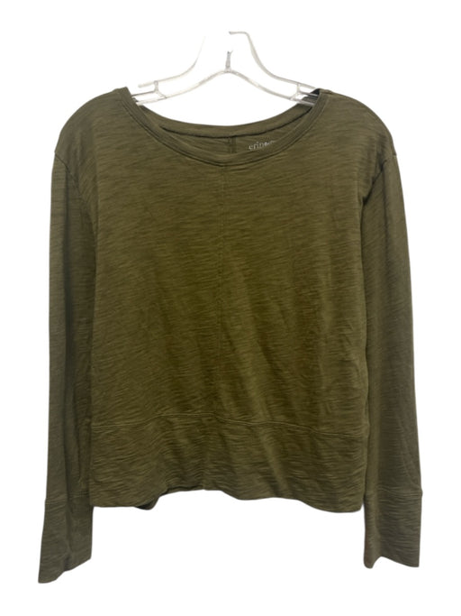 Erin Gray Size Small Army Green Pima Cotton Long Sleeve Paneled Heathered Top Army Green / Small