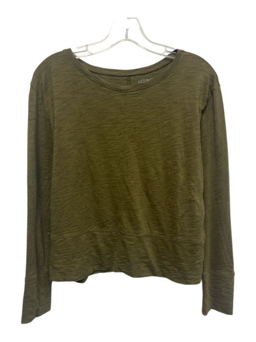 Erin Gray Size Small Army Green Pima Cotton Long Sleeve Paneled Heathered Top Army Green / Small
