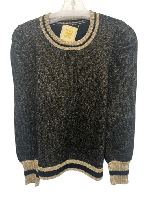 Emily McCarthy Size XS Black & Gold Acrylic & Wool Blend Metallic Thread Sweater Black & Gold / XS