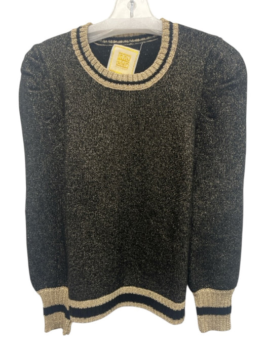 Emily McCarthy Size XS Black & Gold Acrylic & Wool Blend Metallic Thread Sweater Black & Gold / XS