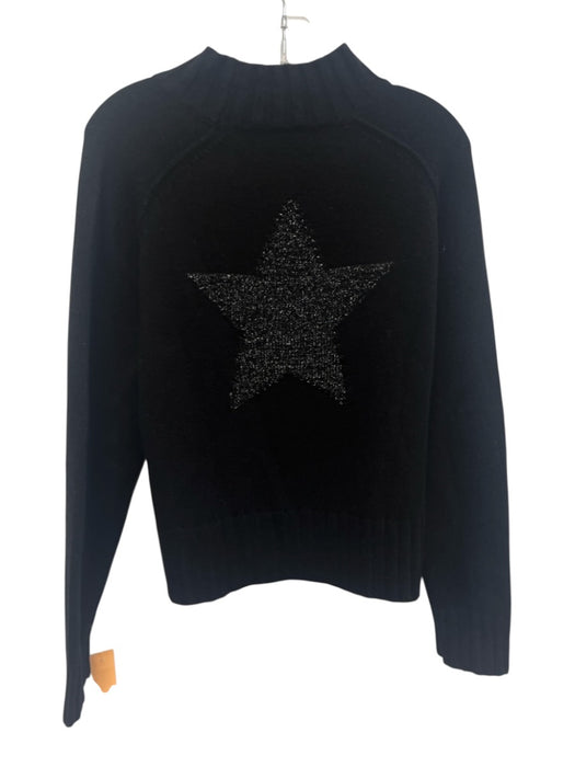 Alashan Size L Black & Silver Merino Wool Blend Shimmer Detail High Neck Sweater Black & Silver / L