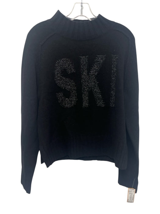 Alashan Size L Black & Silver Merino Wool Blend Shimmer Detail High Neck Sweater Black & Silver / L