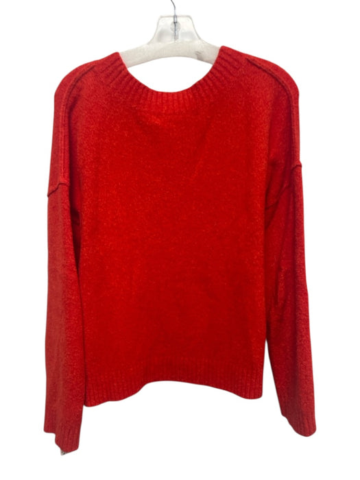 Marie Oliver Size S Red Orange Cotton & Cashmere Blend Knit Ribbed Hem Sweater Red Orange / S