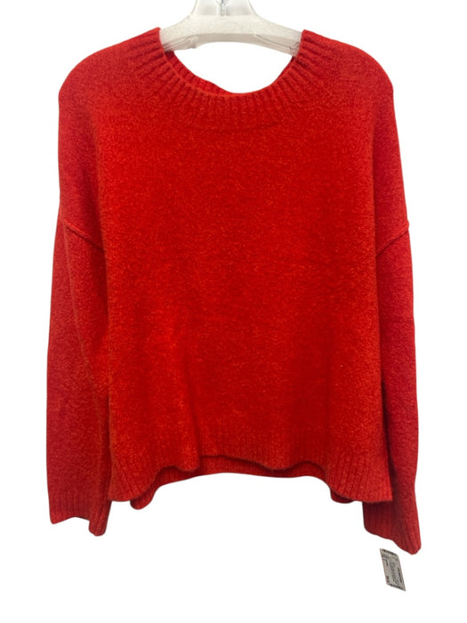 Marie Oliver Size S Red Orange Cotton & Cashmere Blend Knit Ribbed Hem Sweater Red Orange / S
