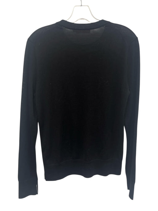 Tory Burch Size S Black Merino Wool Knit Long Sleeve Logo Button Sweater Black / S